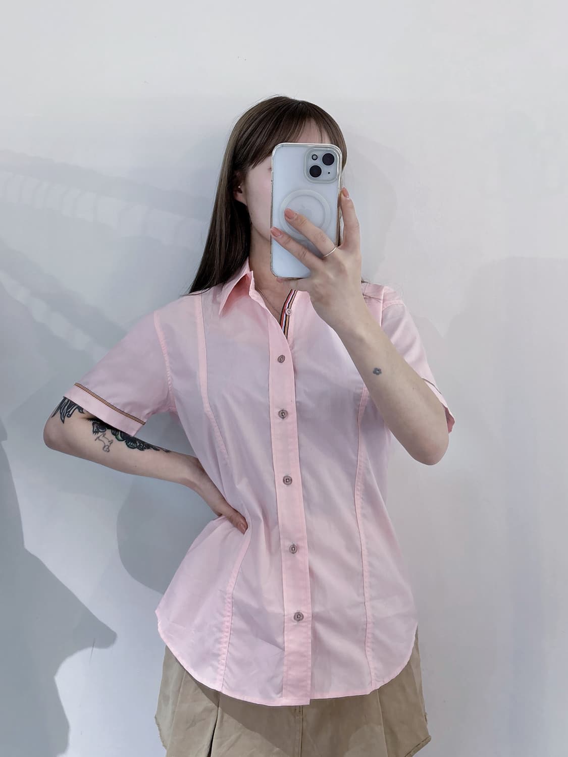 폴스미스 베이비핑크 반팔 셔츠 상품이미지1