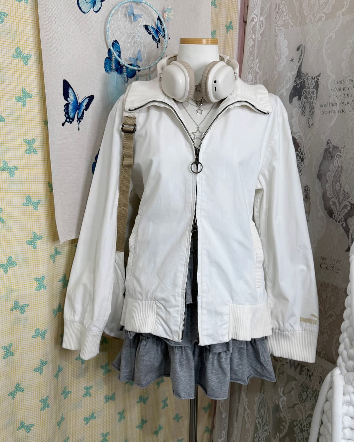 푸마 화이트 빅 카라 투웨이 집업 자켓 상품이미지2