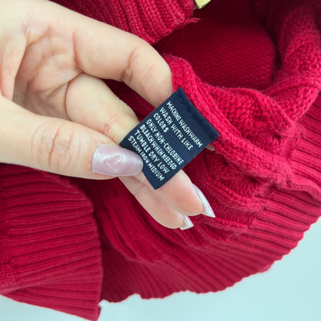 폴로 랄프로렌 골드 포니 레드 꽈배기 니트 집업 상품이미지6