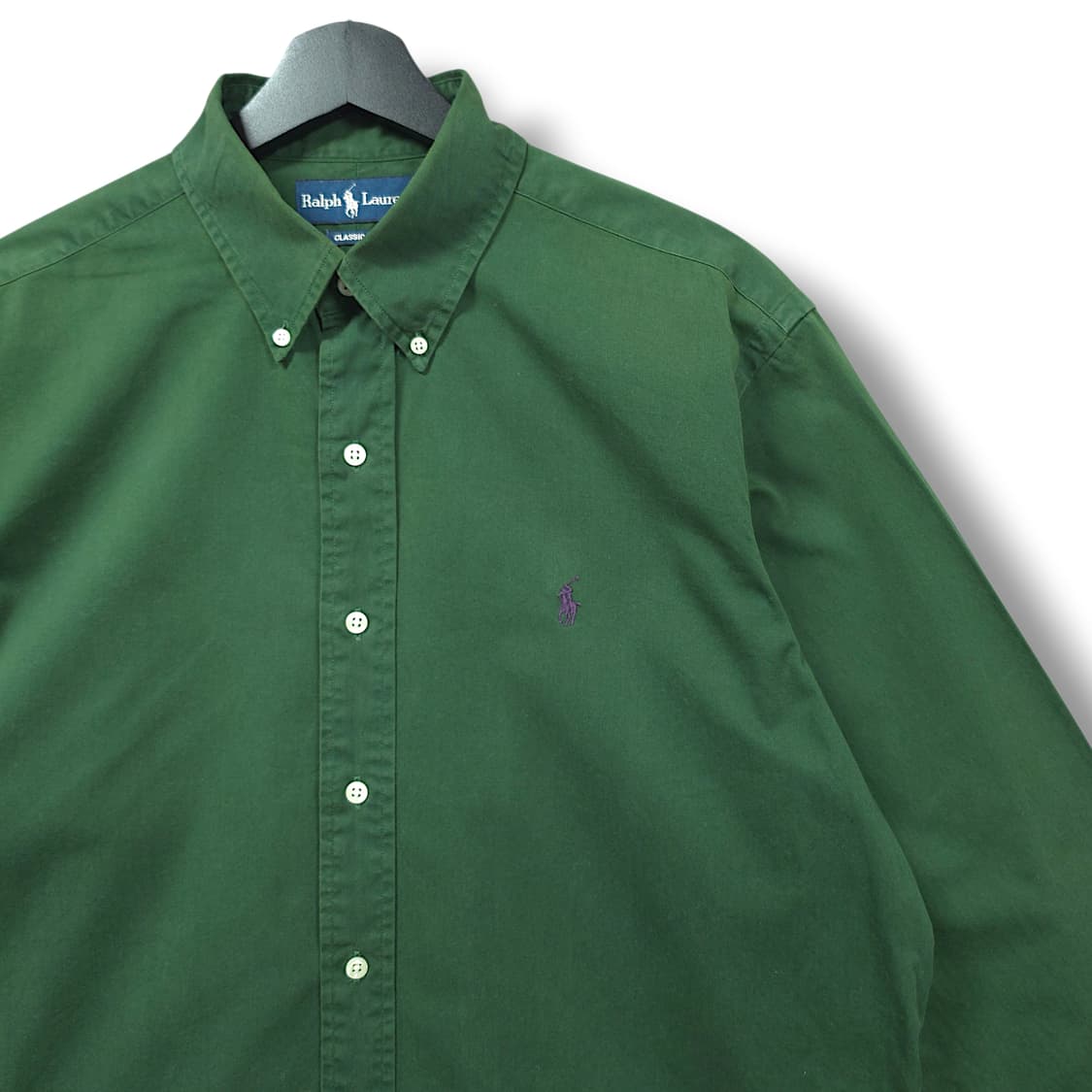 [L] 폴로 그린 버튼다운 클래식핏 옥스포드 긴팔셔츠 상품이미지3