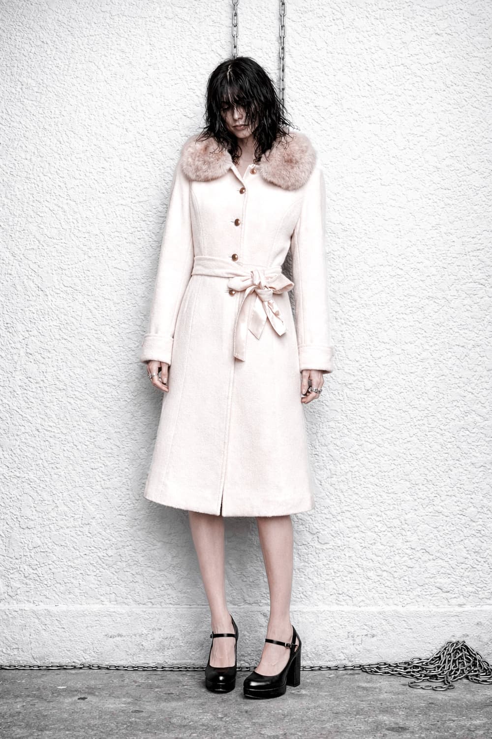 COMME ÇA ISM – Fur Collar Long Coat 상품이미지1