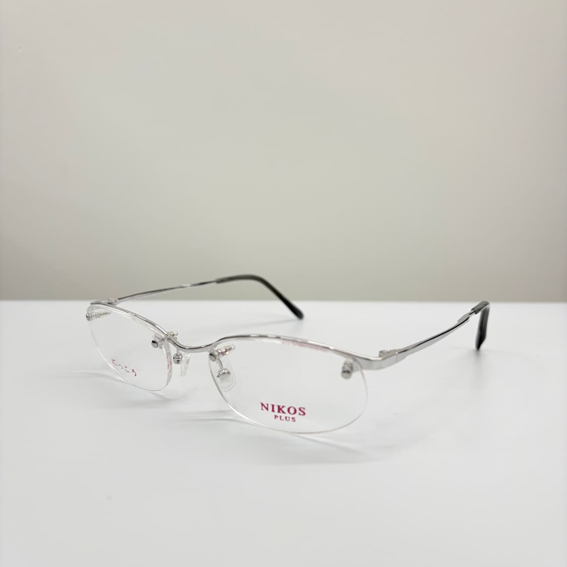 NIKOS 실버 오벌 반무테 빈티지안경 상품이미지1