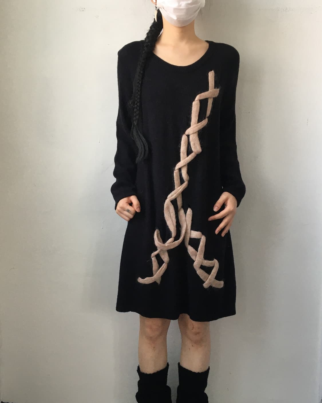 Lace up point knit onepiece 상품이미지8