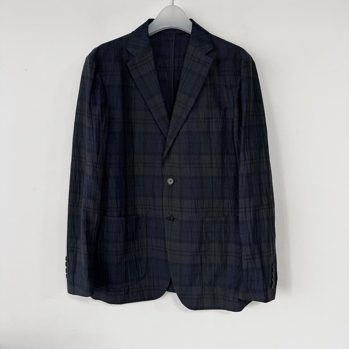 알레그리 린넨 크링클 체크 블레이저 상품이미지1