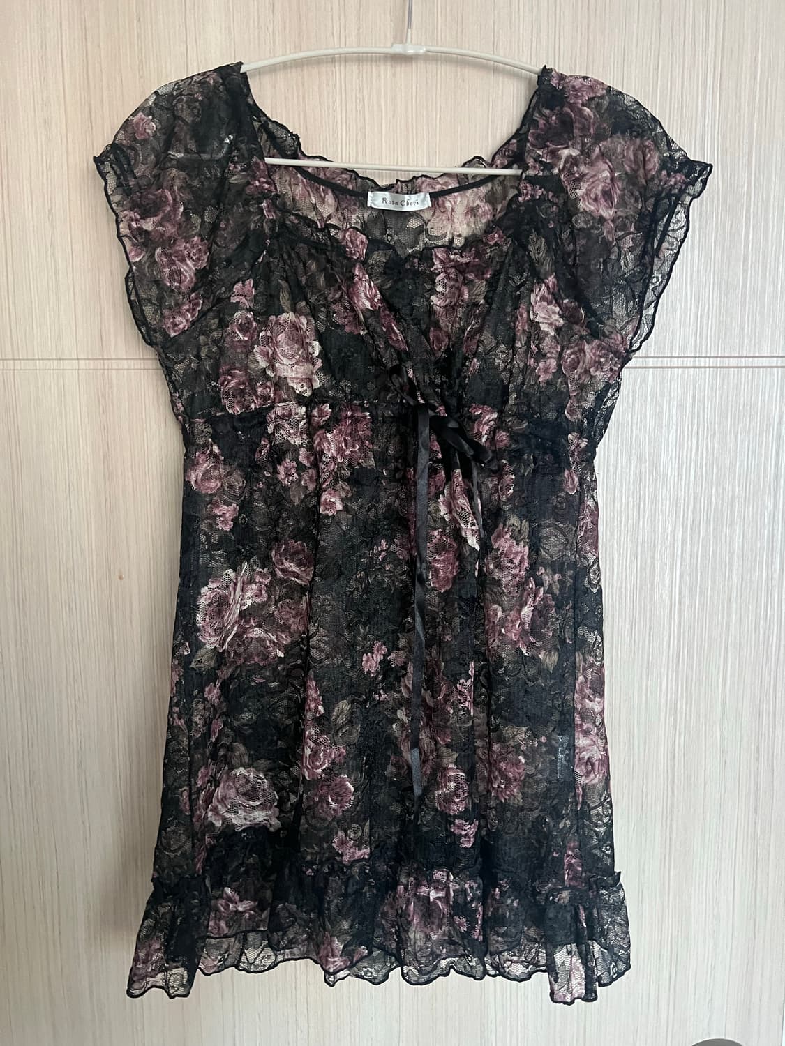 시스루 블랙 플라워프린팅 레이어드 원피스 오네갸루st 상품이미지1