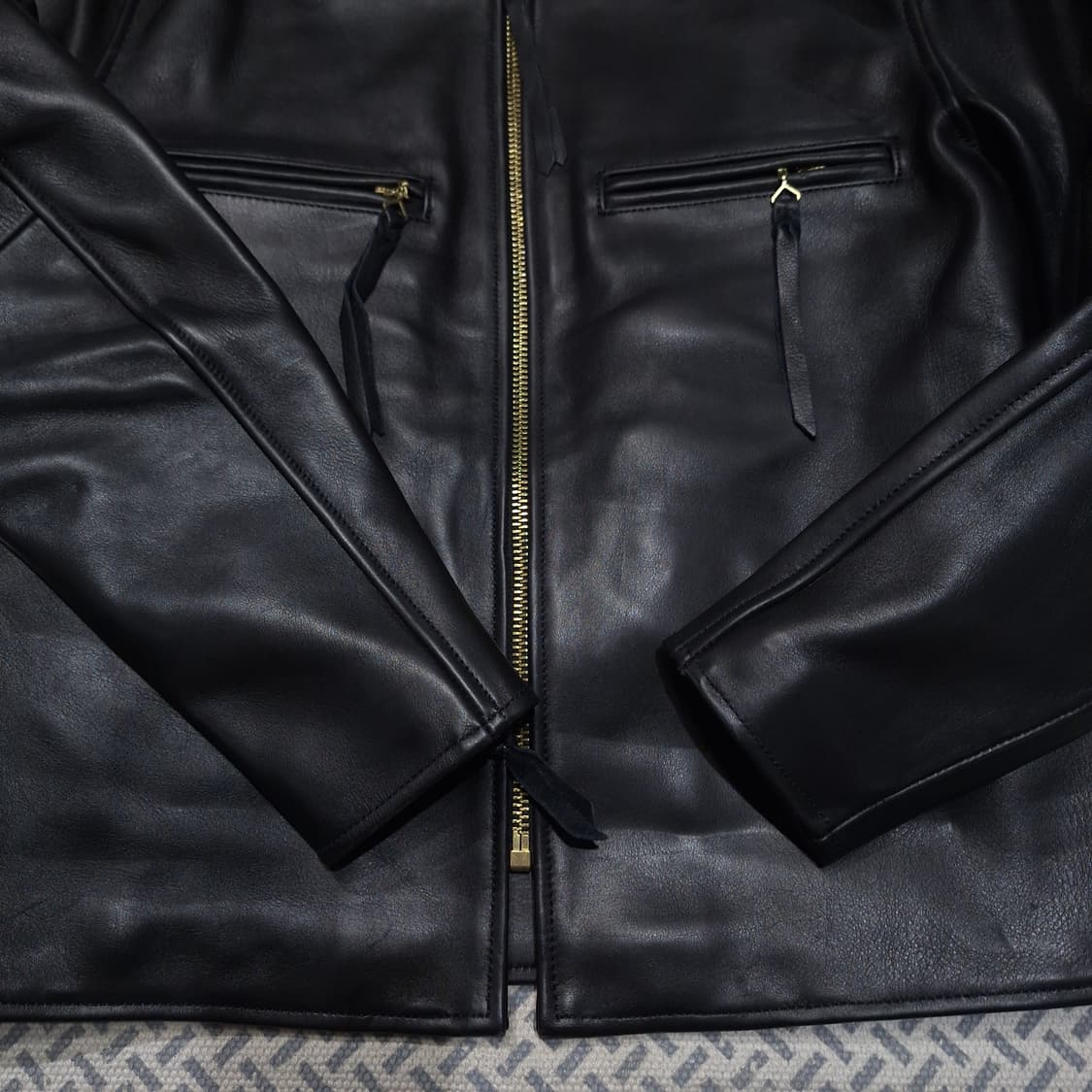 CARPHEY 블랙 말가죽 금장버튼 펑크 락시크 라이더자켓 레더자켓 상품이미지5