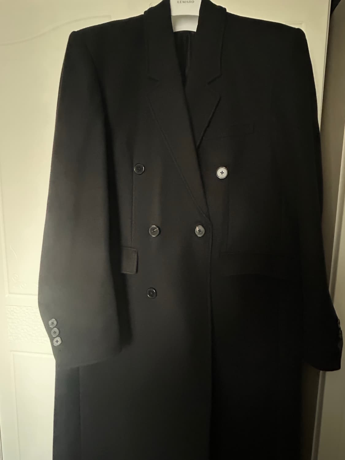 LMood 엘무드 블랙 더블 코트 46사이즈 상품이미지1