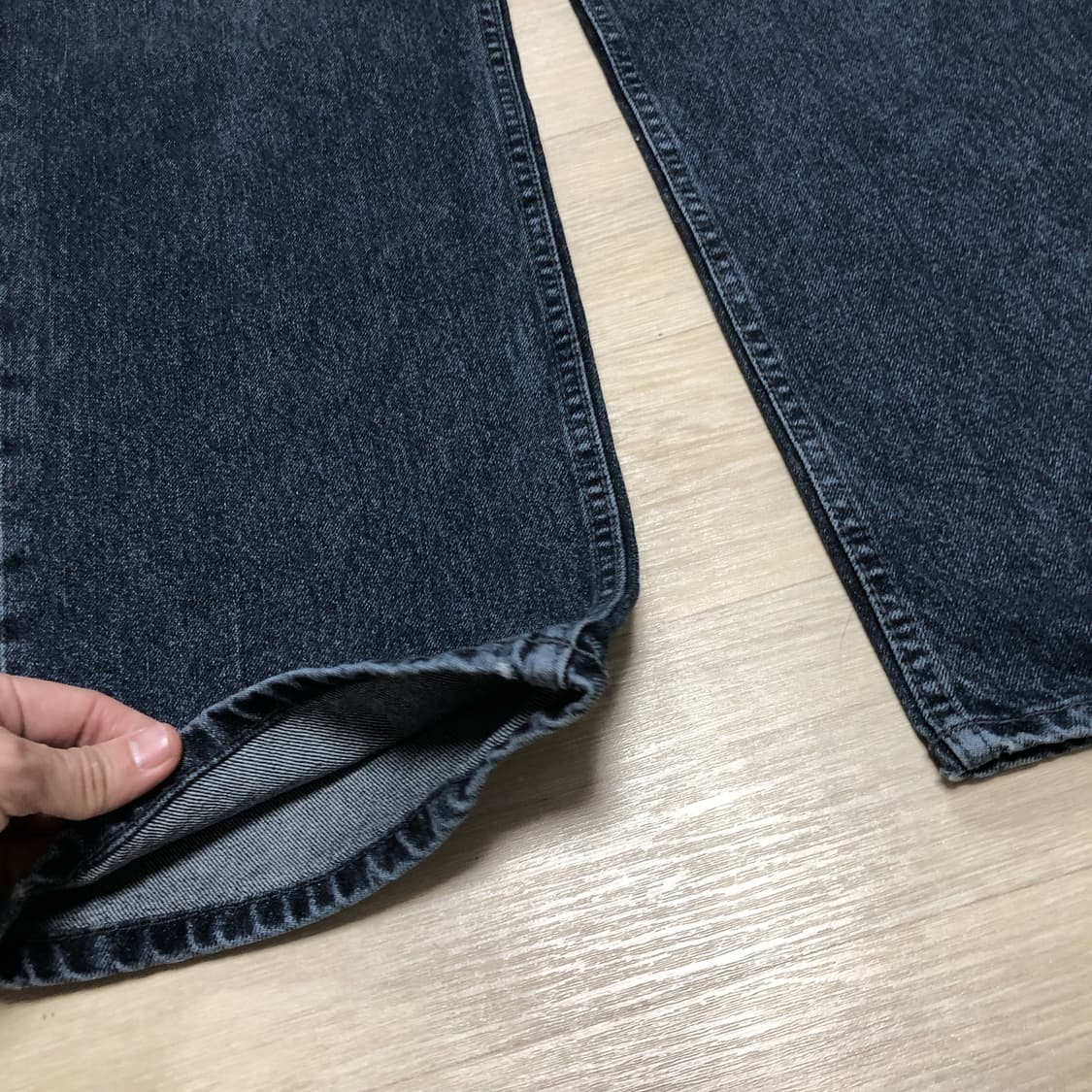 (2) 새상품 르마드 LEMARD 와이드 스트레이트 데님 팬츠 인디고 상품이미지2