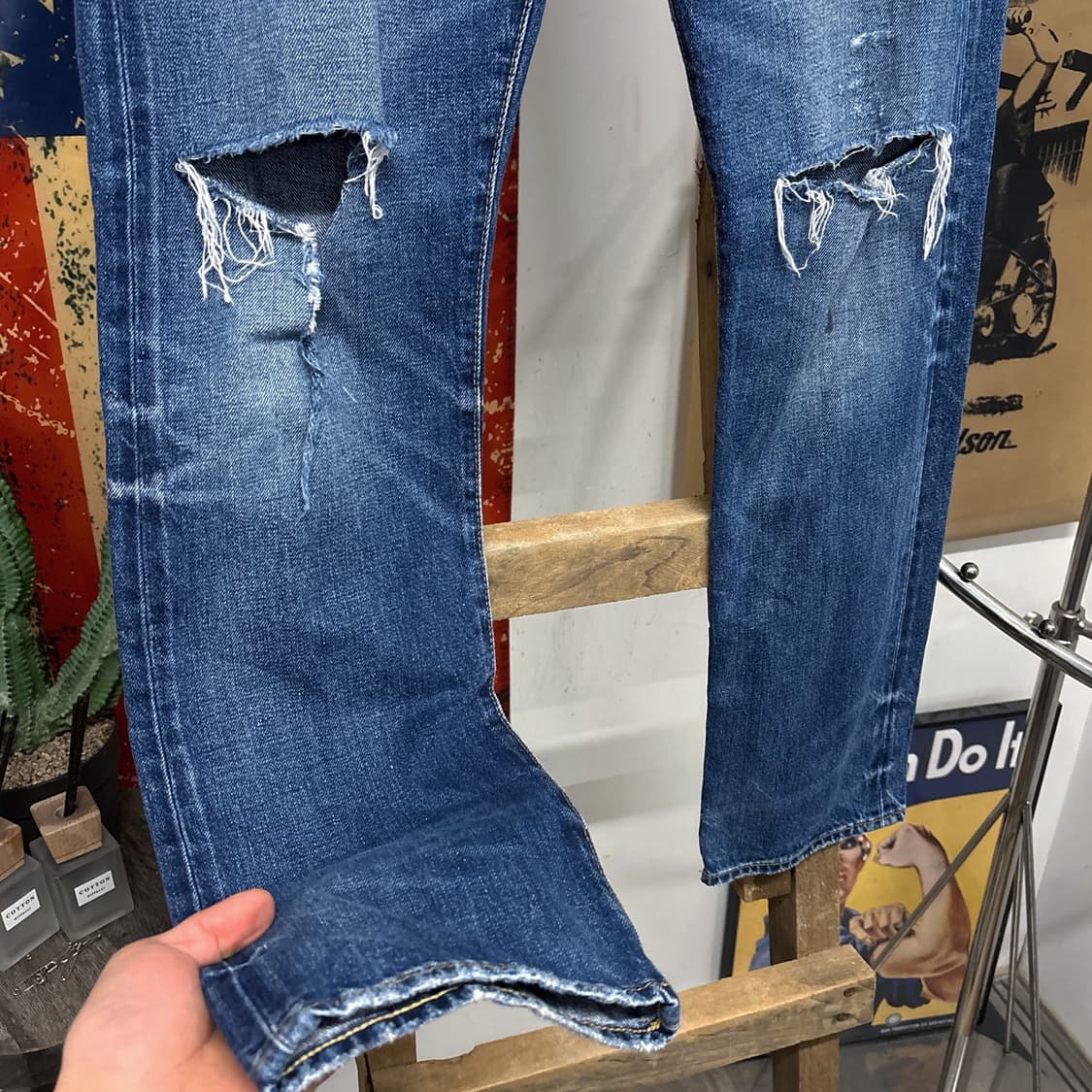 폴로 랄프로렌 바릭 슬림 스트레이트 데미지 데님팬츠 N714 상품이미지4