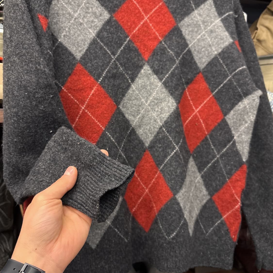 90s 피터핏치 클래식 아가일 패턴 램스울 스웨터 N160 상품이미지4