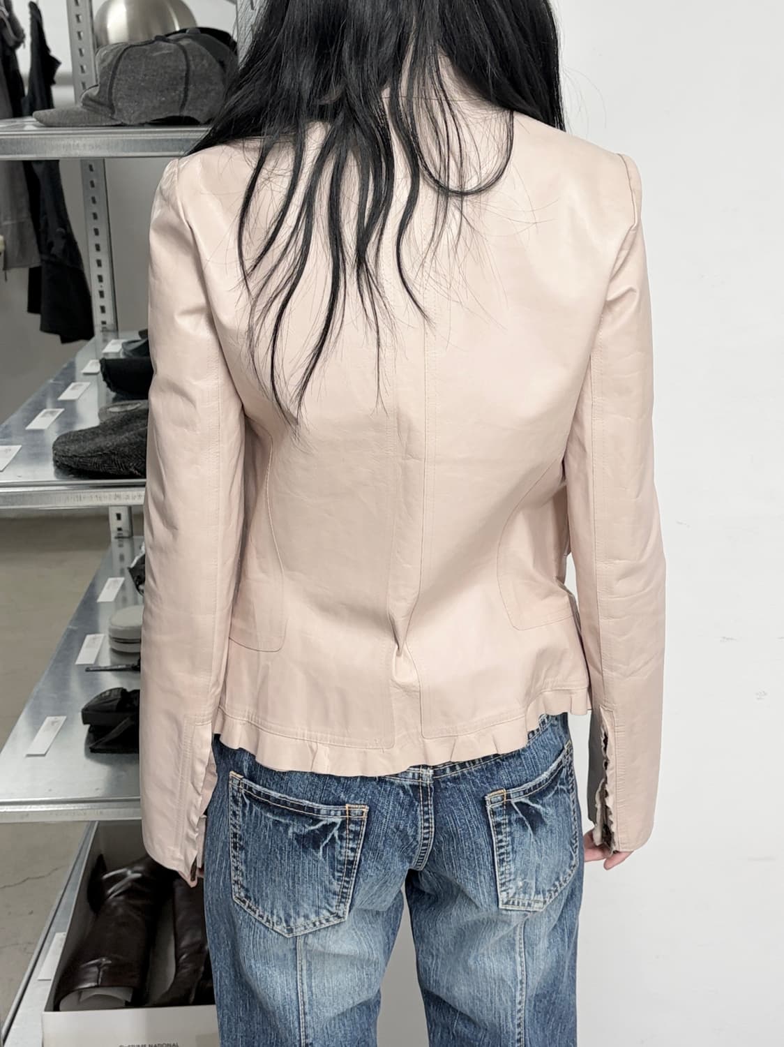 chi sono oi 더블 지퍼 카프 레더 자켓 상품이미지2