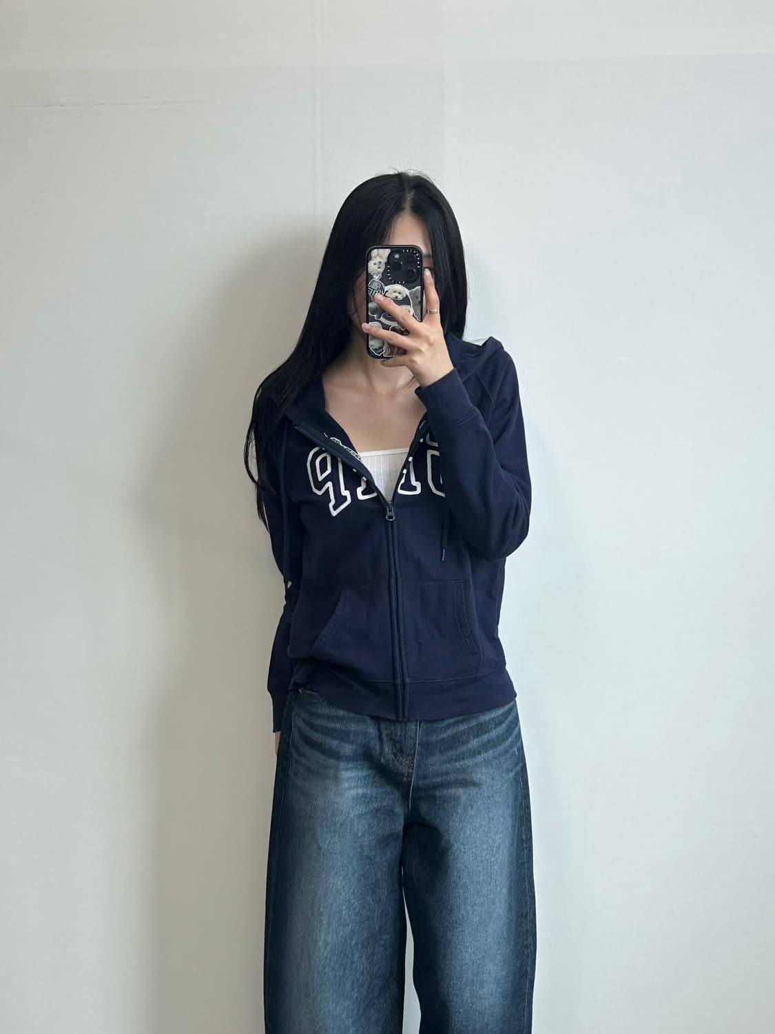 Gap 갭 자수로고 네이비 후드집업 상품이미지1