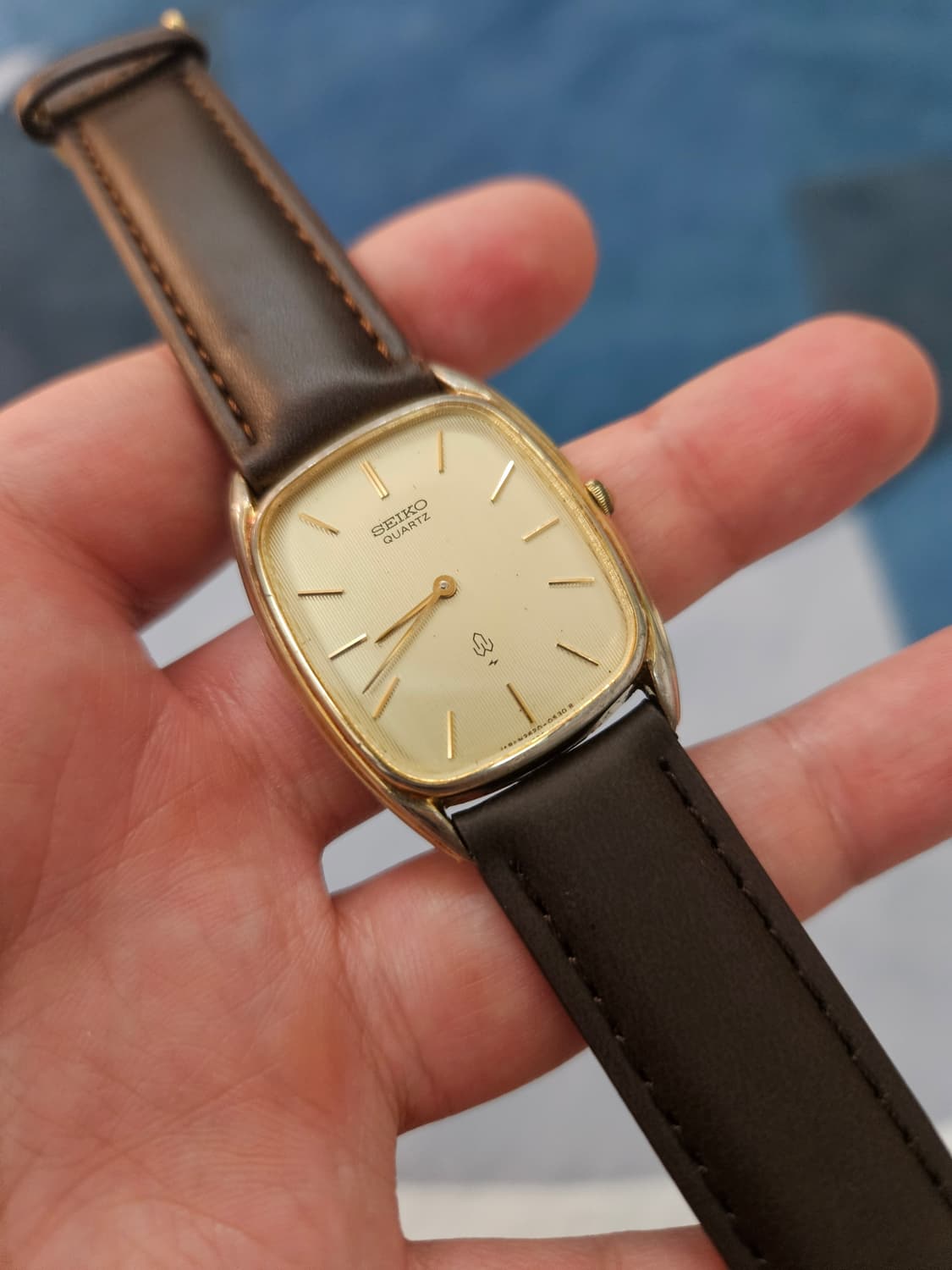 1970s 세이코 리넨다이얼 금장 쿼츠 빈티지 시계 상품이미지1
