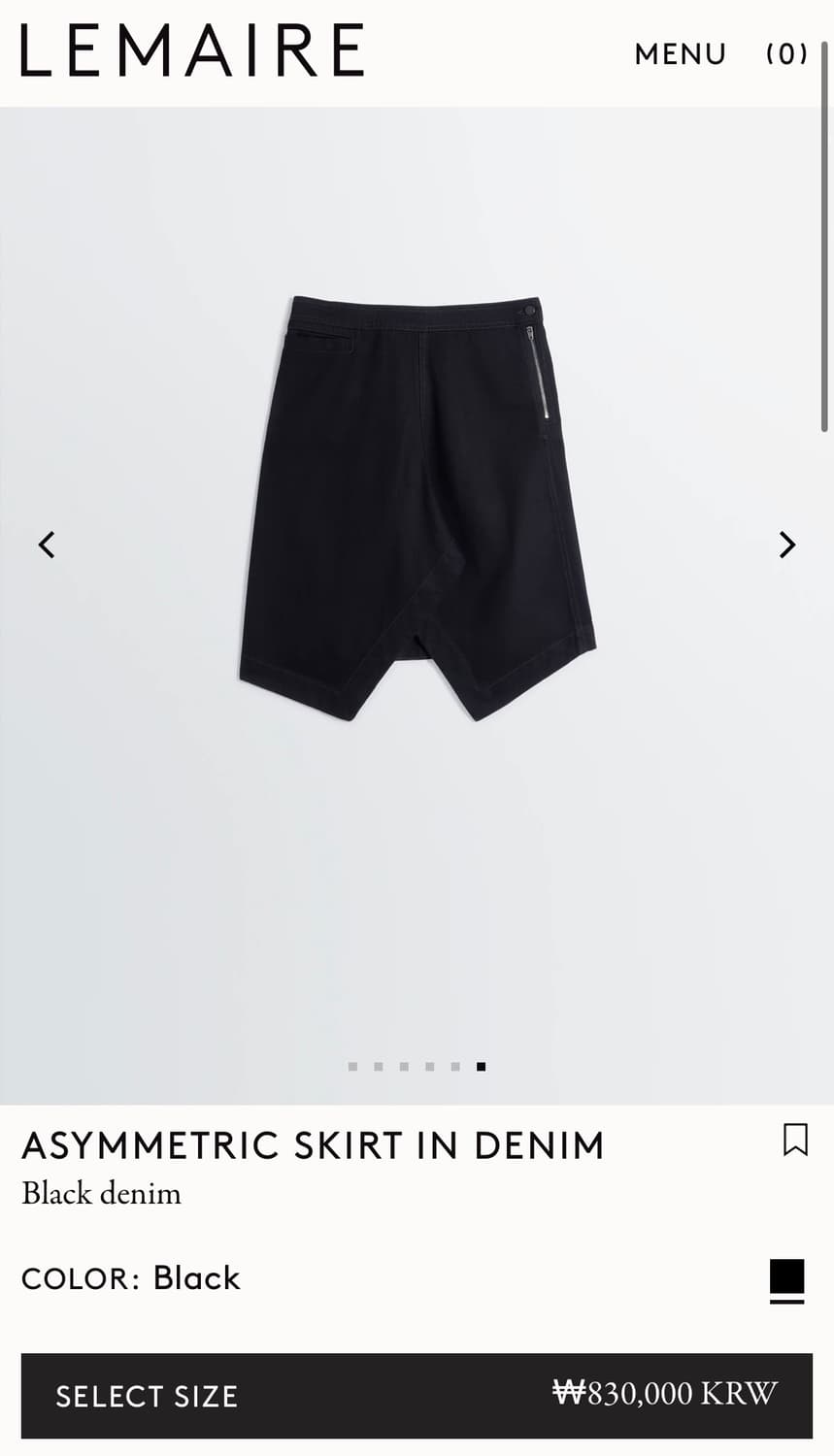 [38]르메르 26ss ASYMMETRIC 데님 스커트/블랙 상품이미지6