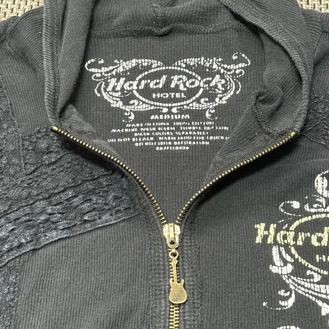 하드락호텔 아일렛 레이스 패치워크 후드집업 상품이미지3