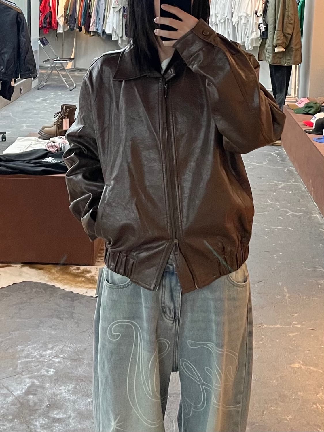 빈티지 투웨이 브라운 레더 자켓 H1699 상품이미지1