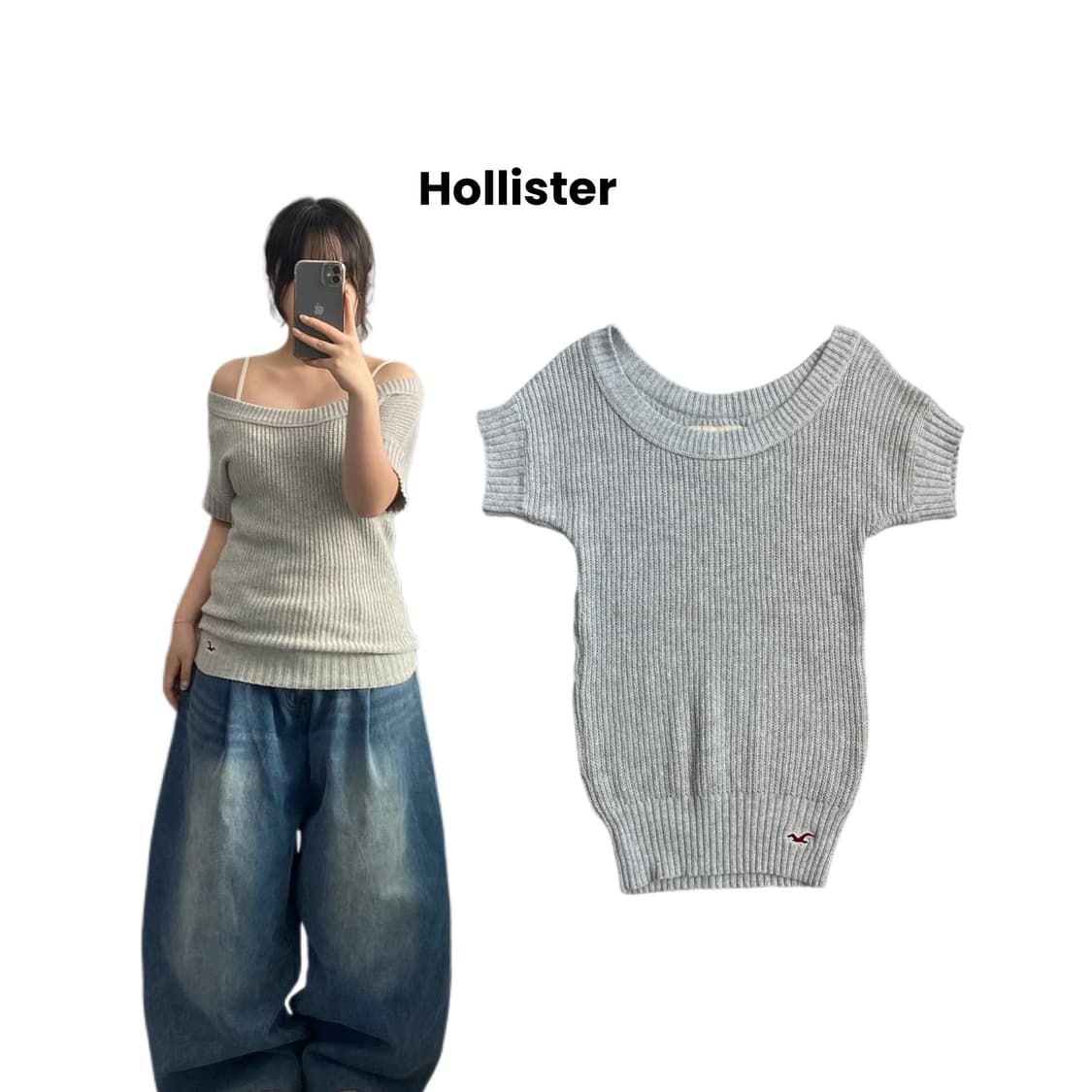 홀리스터 오프숄더 딱붙 반팔 니트 상품이미지1