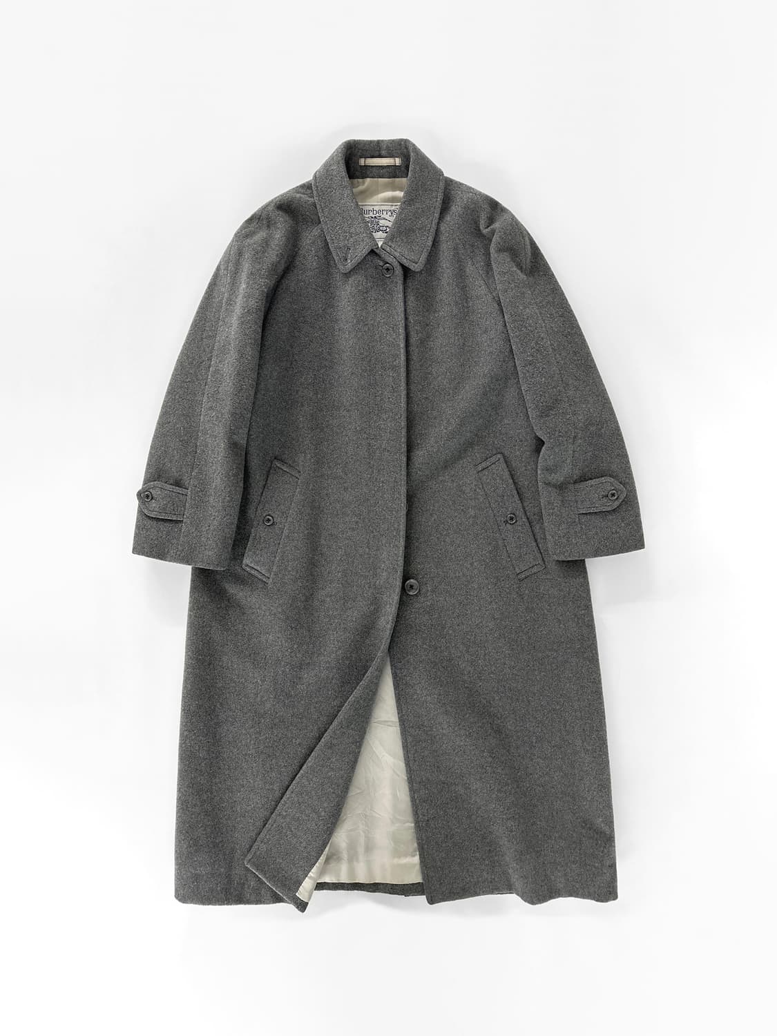 80~90s 빈티지 버버리 울 캐시미어 발마칸 코트 상품이미지1