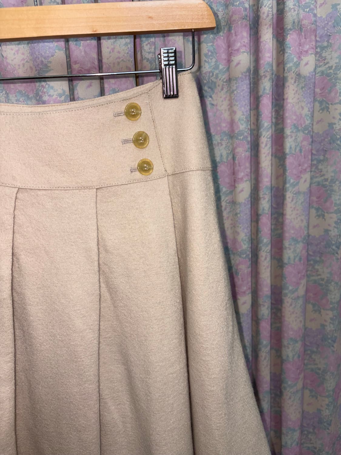 아이보리 울 미디 스커트 상품이미지7