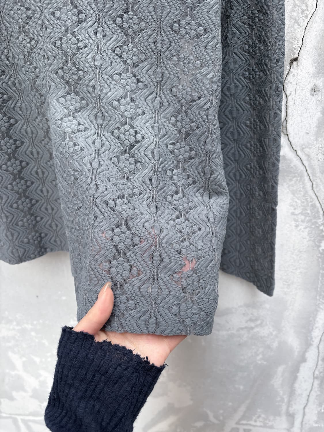 꼼데가르송 트리콧 AD1999 시스루 레이스 라운드카라 블라우스 상품이미지6