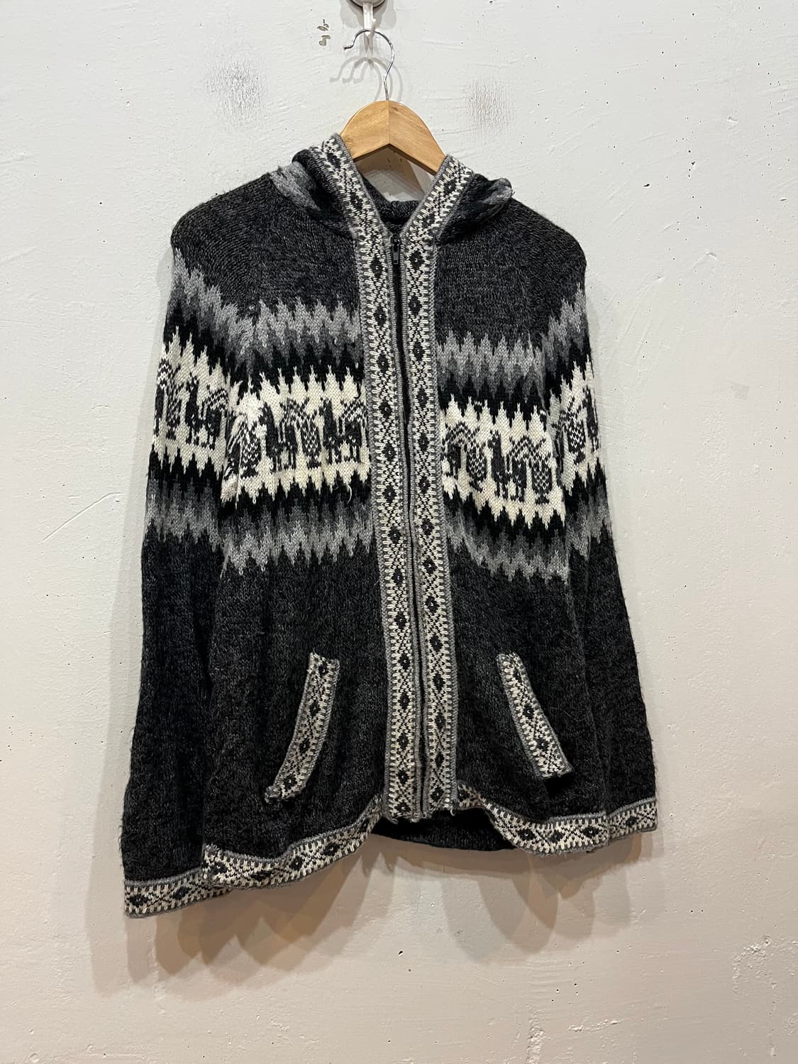 Made in PERU 핸드메이드 노르딕 니트집업 후디  상품이미지1