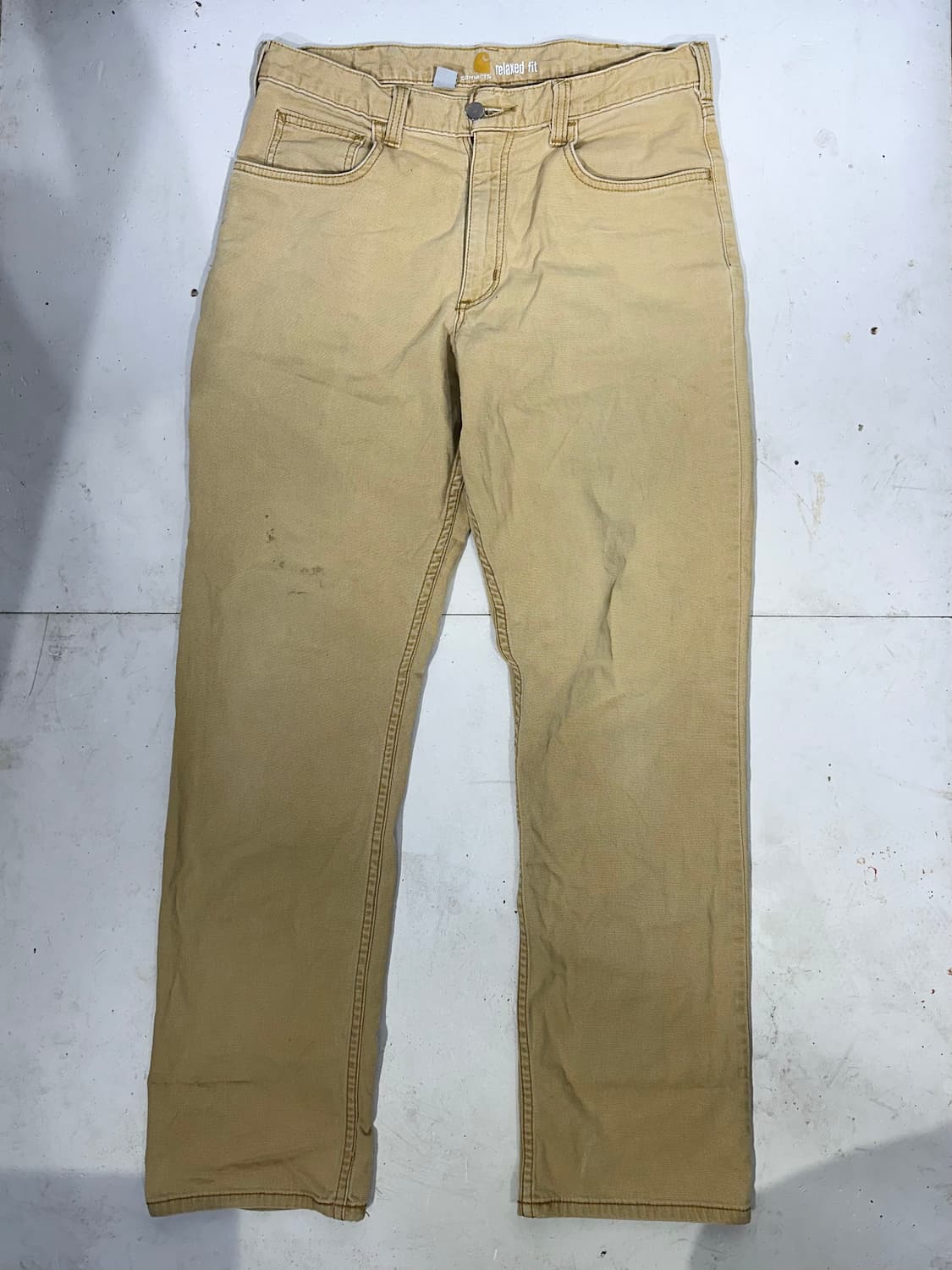 칼하트 베이지 된장 컨버스 와이드 워크 데님 팬츠 32 상품이미지4