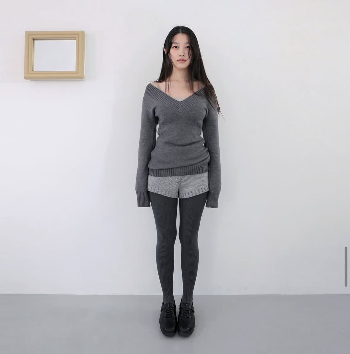 시착1회) 베이비랩 브이 오프 니트 파우더 베이비 피치 상품이미지2