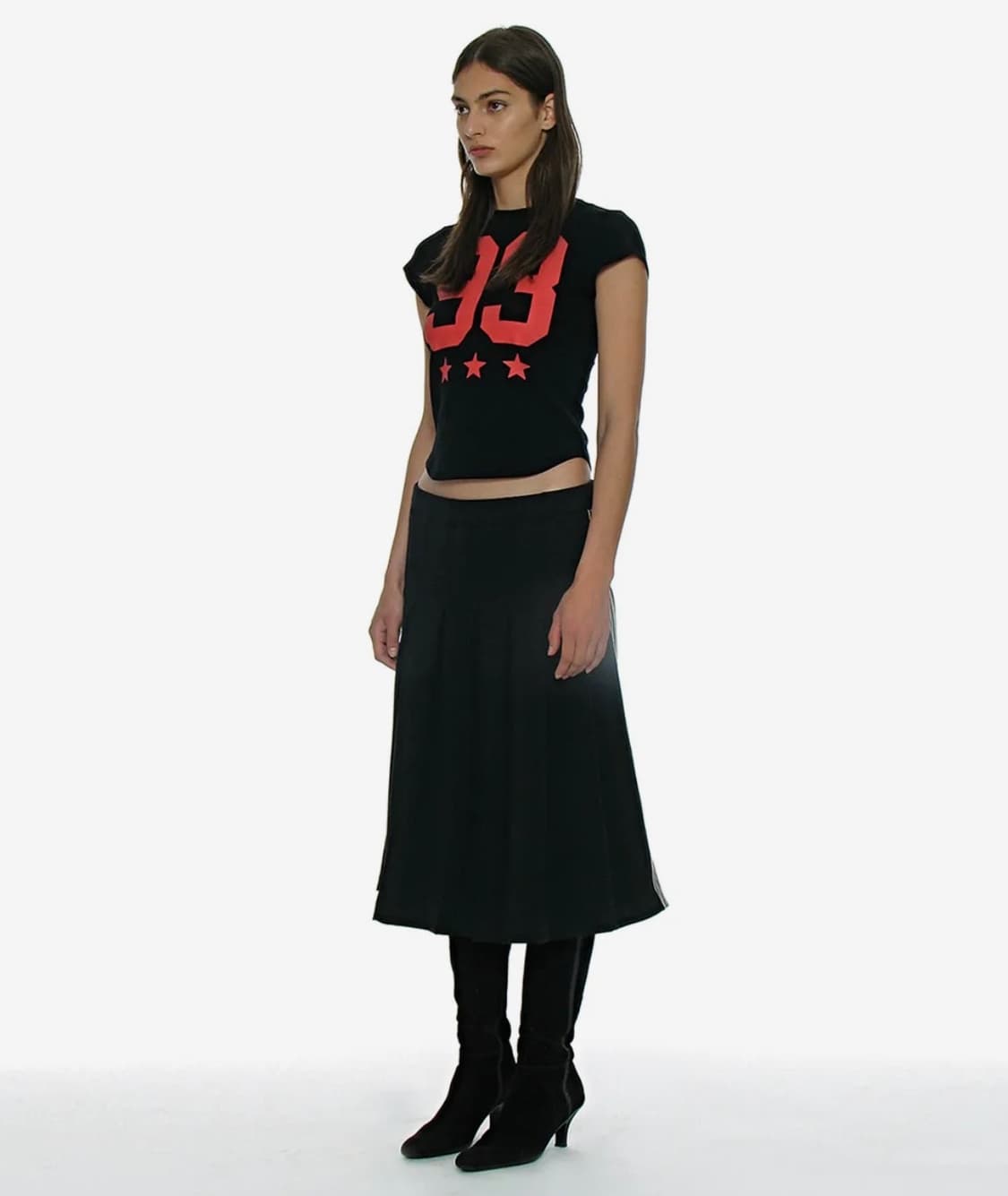 PARTIMENTO women 93 차오 프린티드 숏 슬리브 티 (블랙) 상품이미지3