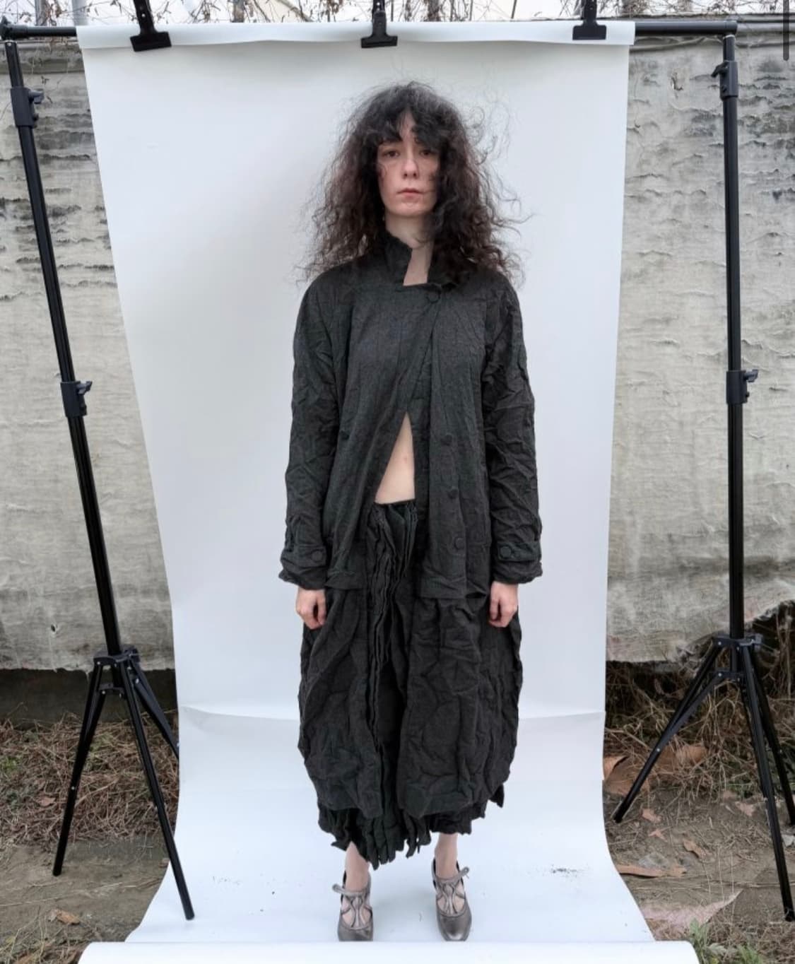 에옹쓰 Paper Wool Mid-Layer Coat Chacoal 상품이미지1