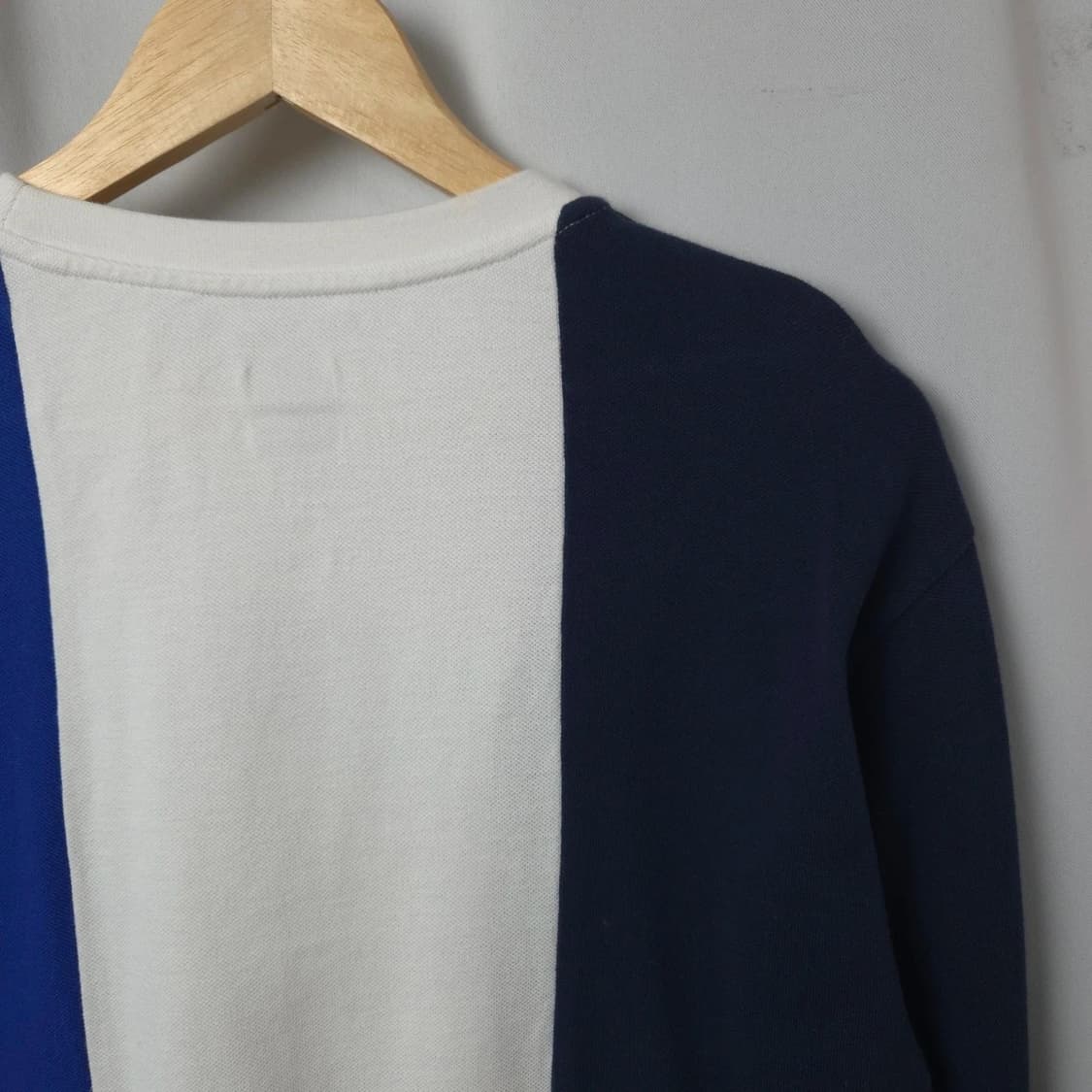 남S 아디다스 네이비 블루 화이트 배색 긴팔 면 티셔츠 상품이미지6