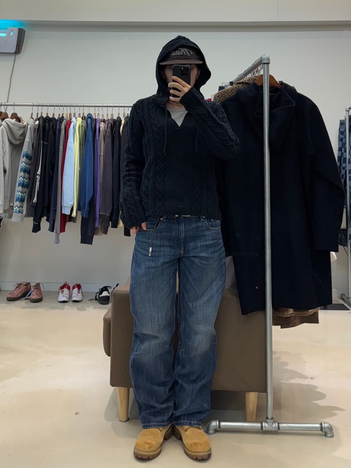 폴로 랄프로렌 진스 브이넥 케이블 니트 후드 상품이미지5