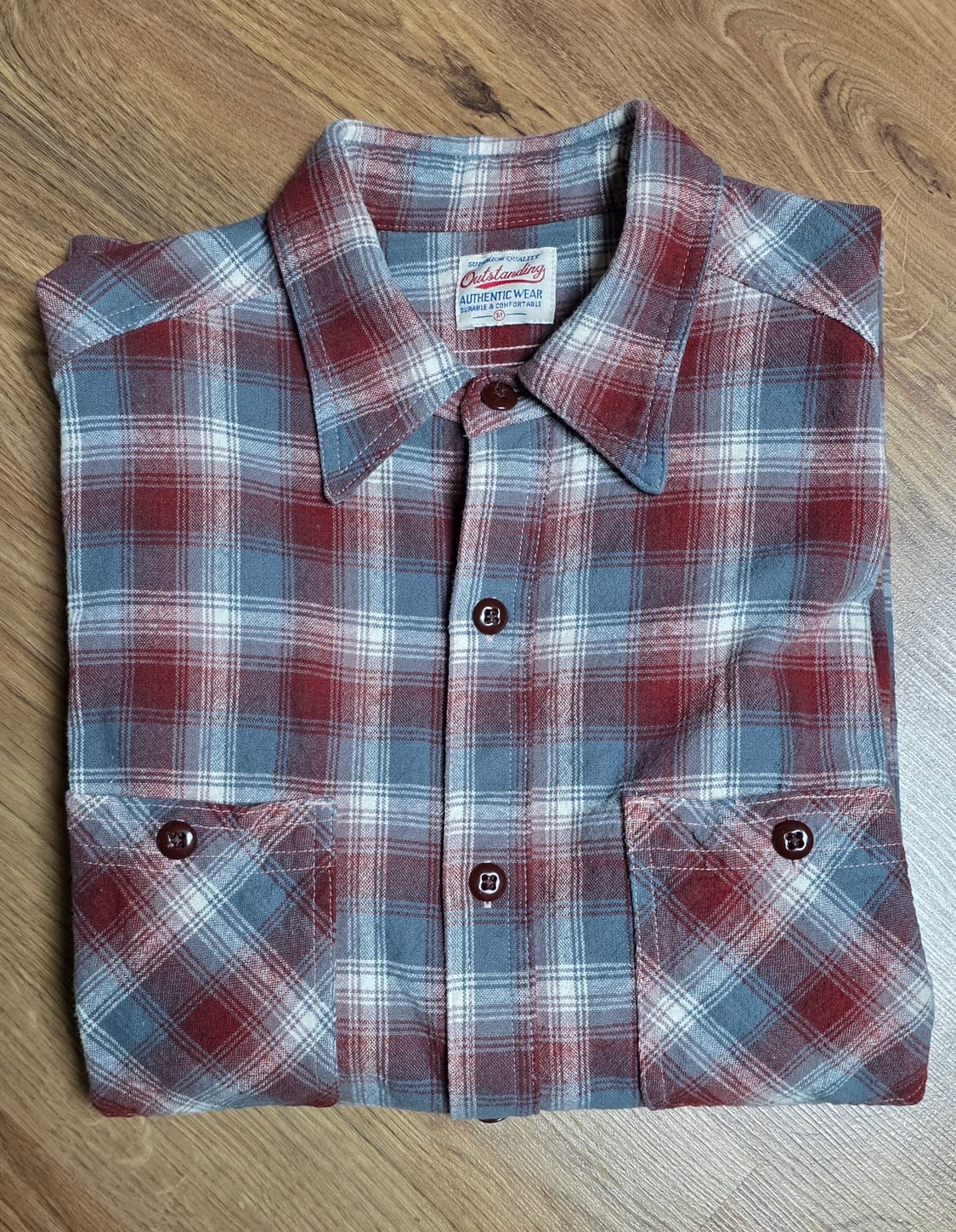 아웃스탠딩 버건디 체크 셔츠 M 상품이미지4