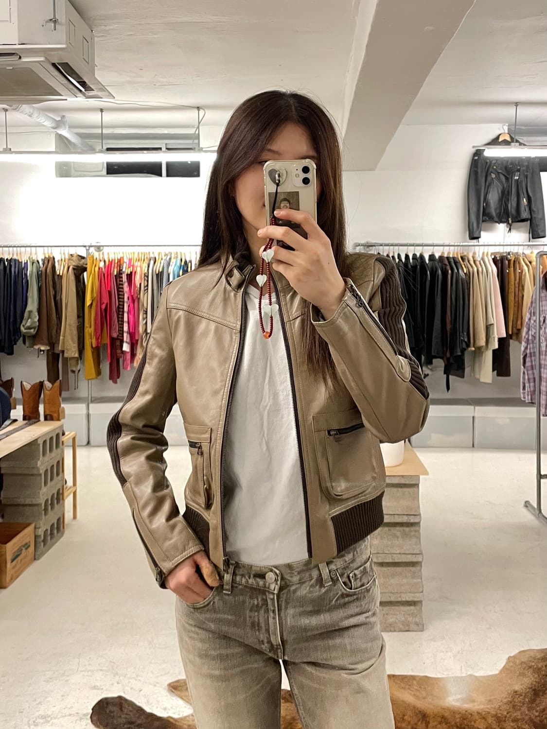 VTG leather rider jacket 레더 니트 배색 라이더 자켓 상품이미지10