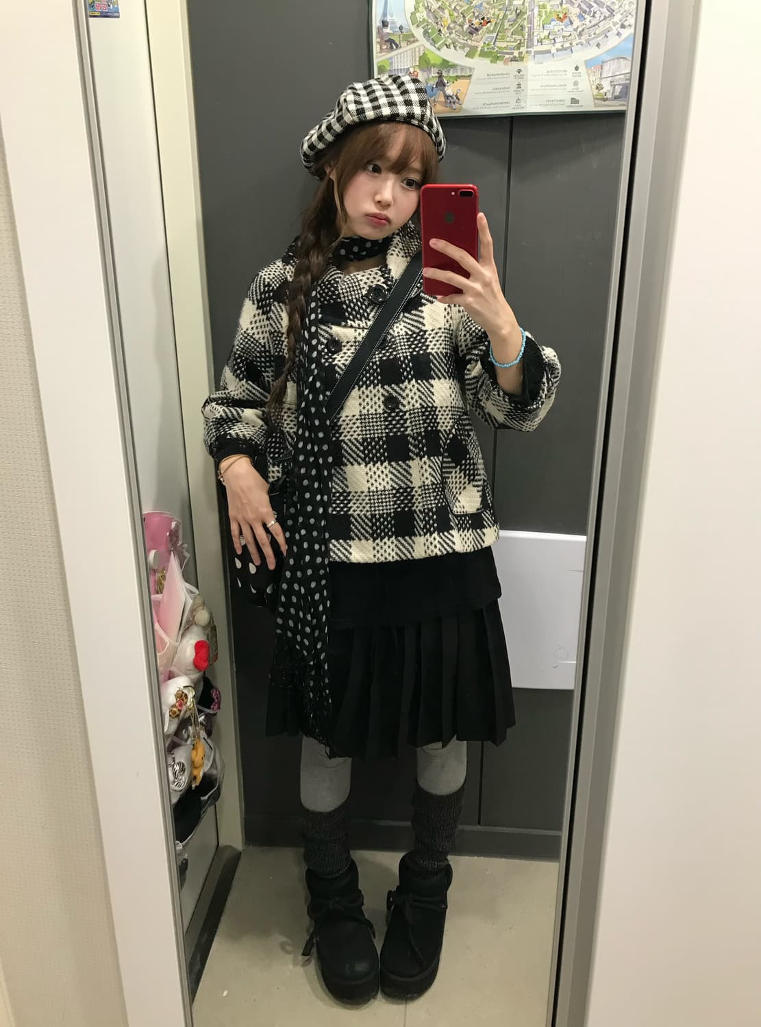 리즈리사 무채색 체크 니혼진 코트 코디세트 상품이미지1