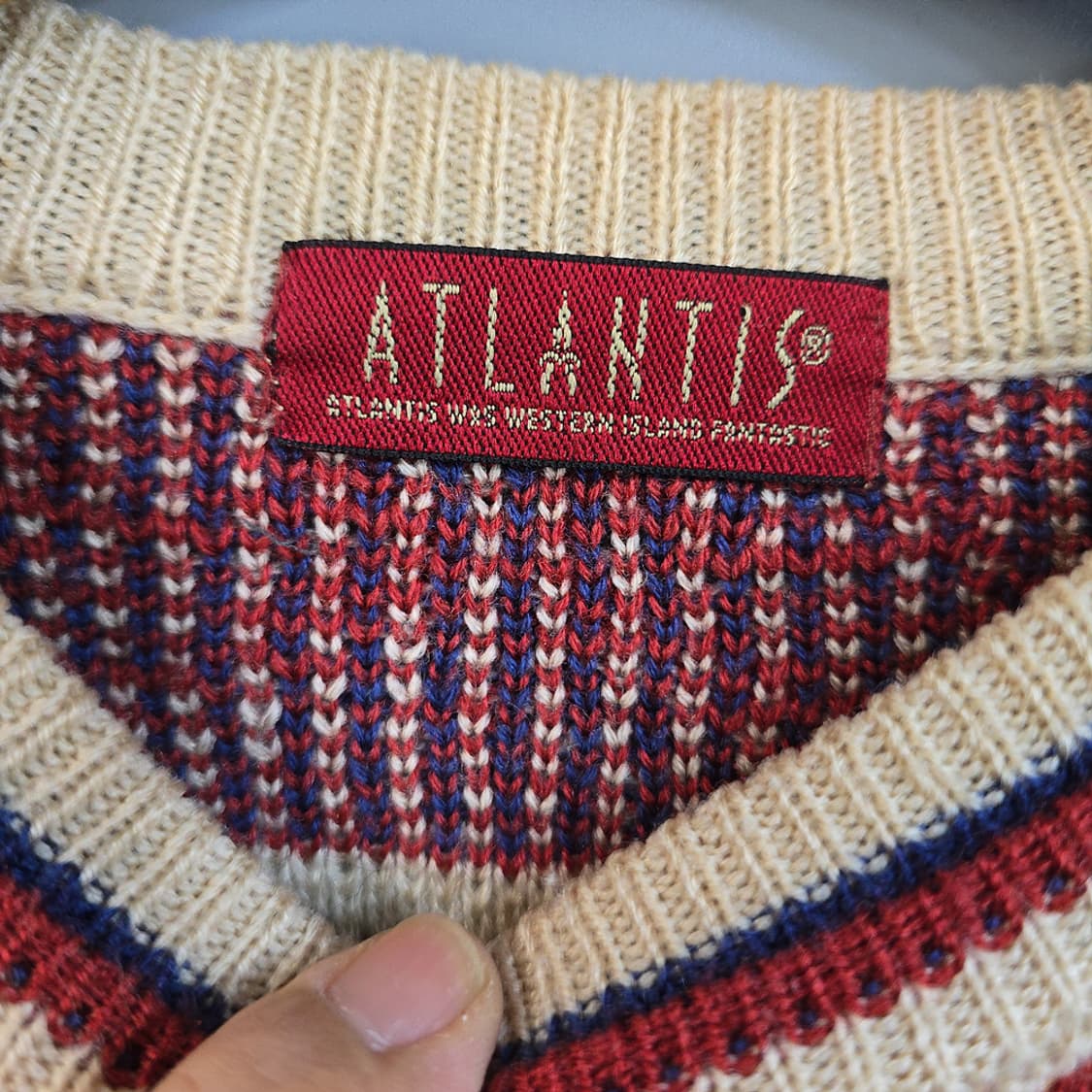 90's 아틀란티스(ATLANTIS) 빈티지 패턴 니트 스웨터 추천 L 상품이미지6