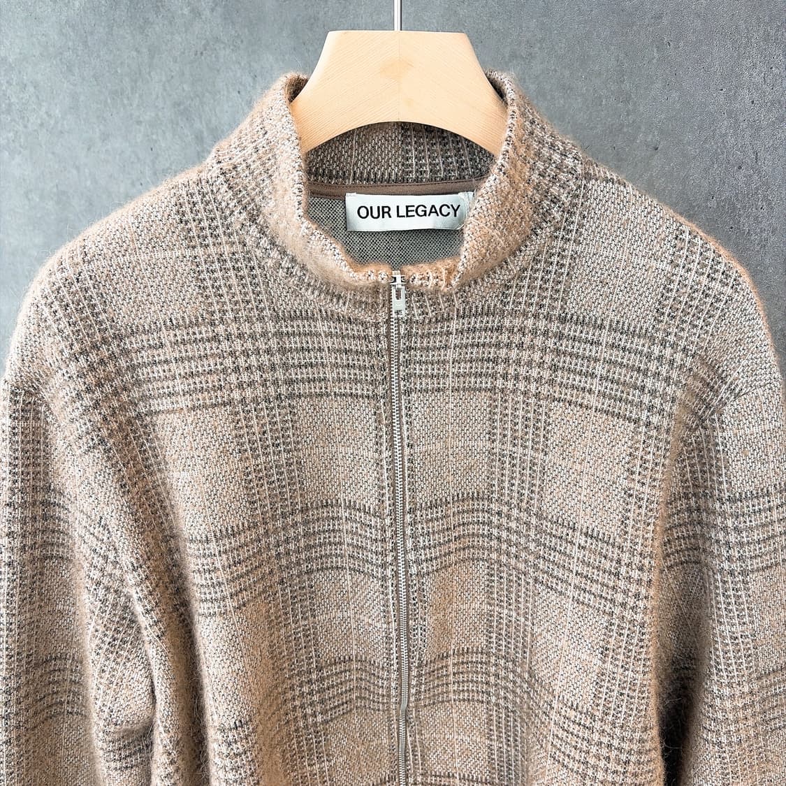 (정품/새상품) 아워레가시 남성 베이지 체크 슈렁큰 풀집 폴로 상품이미지2