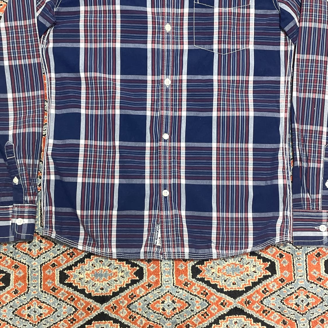 타미힐피거 블루 타탄체크 셔츠 여성M 상품이미지3