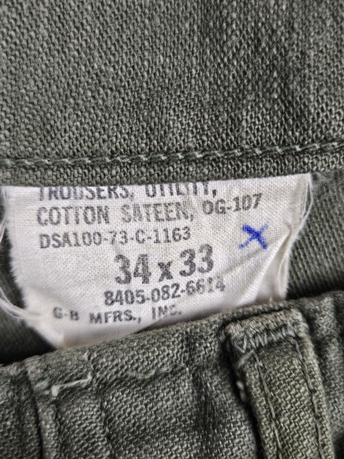 70's U.S ARMY 전기형 퍼티그 팬츠 (34X33) / 10335 상품이미지8