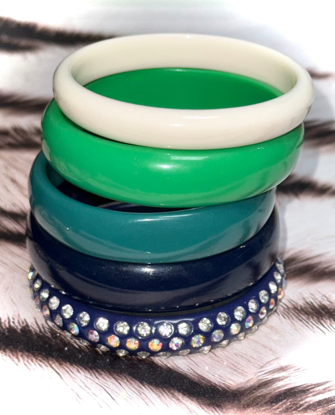 일본 키치 헤이세이 갸루 컬러 큐빅 뱅글 팔찌 세트 상품이미지3