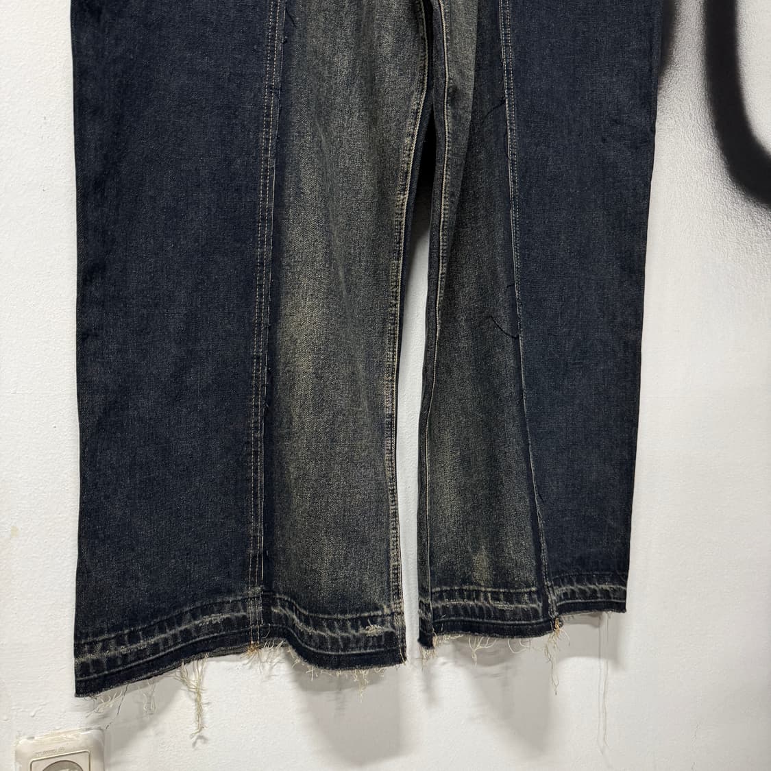 VTG 빈티지 빅사이즈 샌드워싱 디테일 와이드 데님 팬츠 상품이미지4