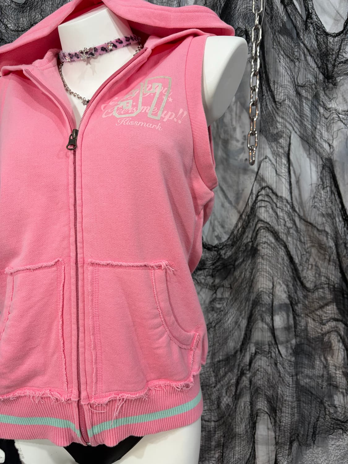 00‘s Y2k kiss mark pink vest  상품이미지7