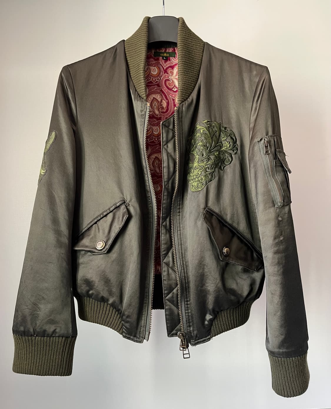 Obelisk Embroidered Flight Bomber Jacket 상품이미지1