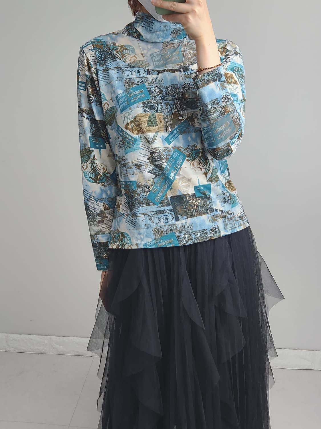 패턴 롱 슬리브 탑 상품이미지4