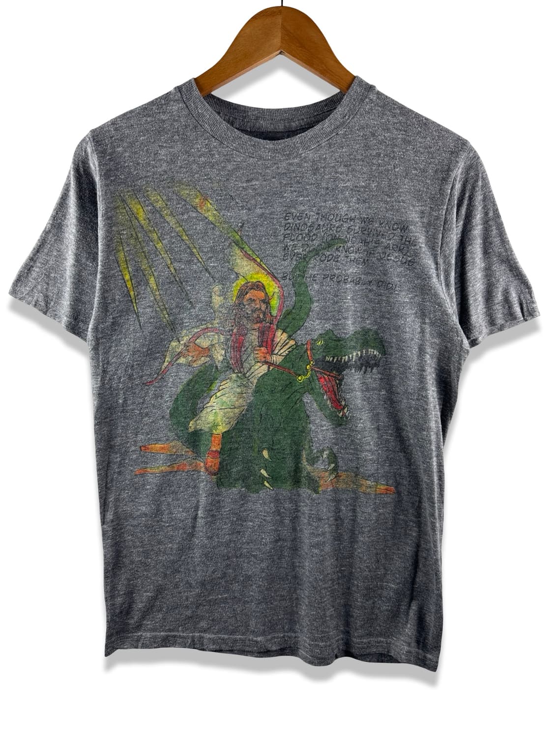 USA Jesus Riding a Dinosaur TEE3938 상품이미지1