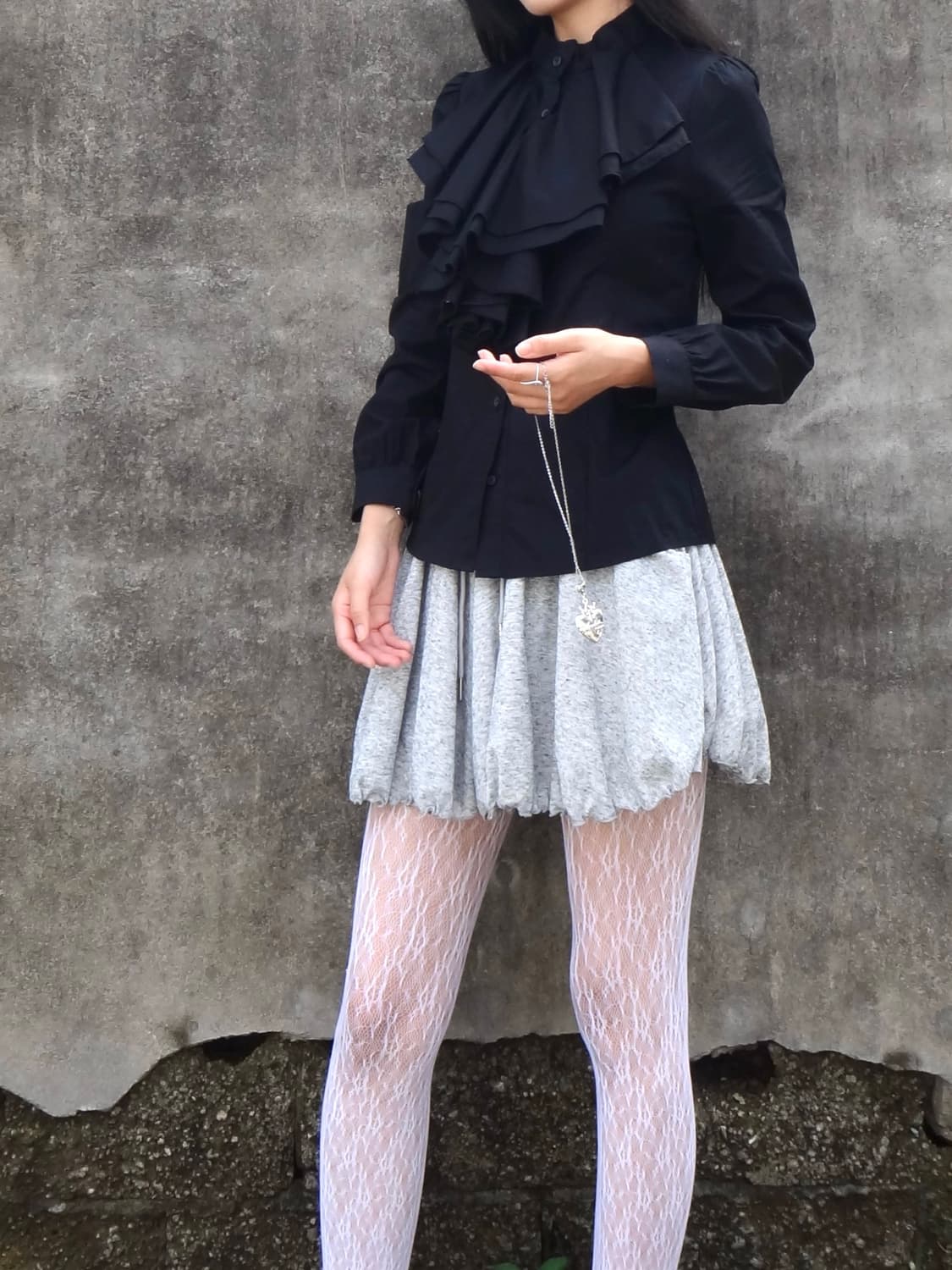 Neck frill shirt / black 상품이미지6