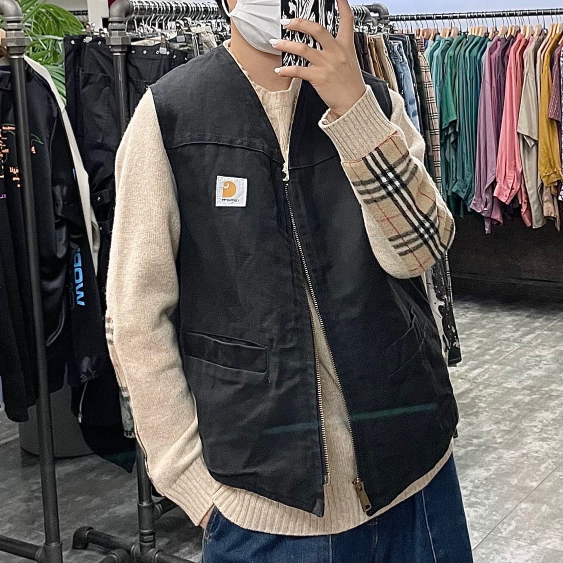 칼하트 블랙 양털 안감 조끼 상품이미지1