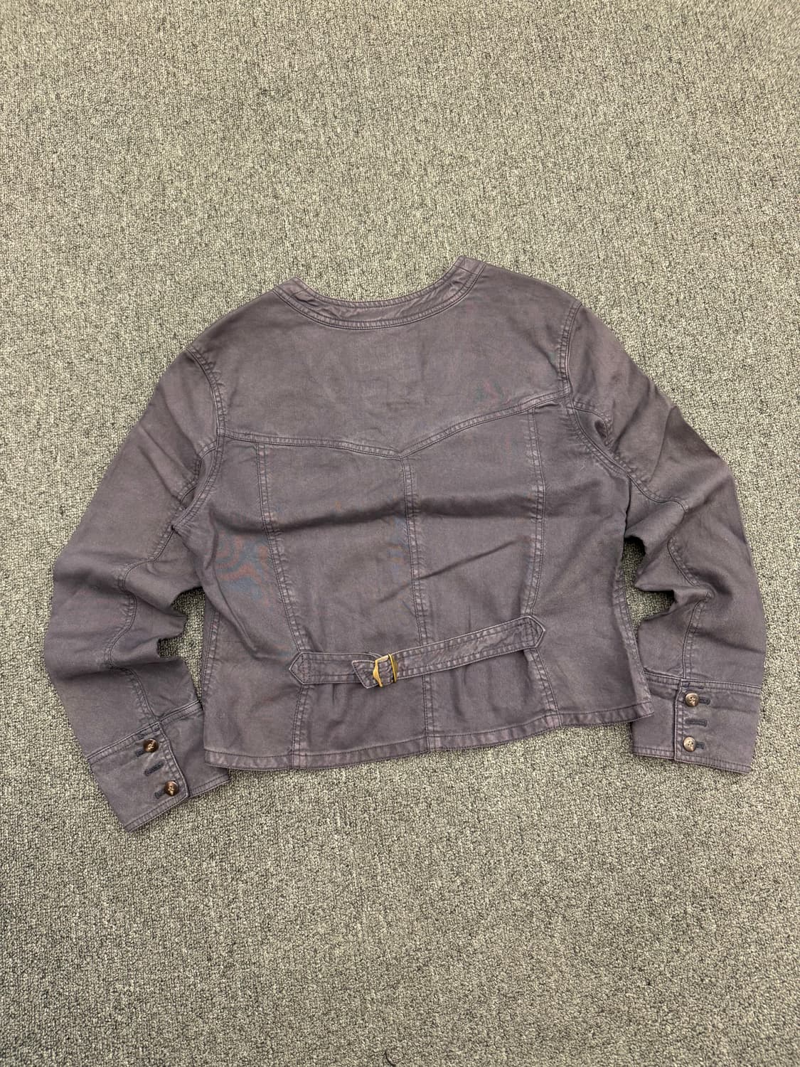 40)Corvo Bianco 빈티지 브이넥 논카라 네이비 자켓 상품이미지4