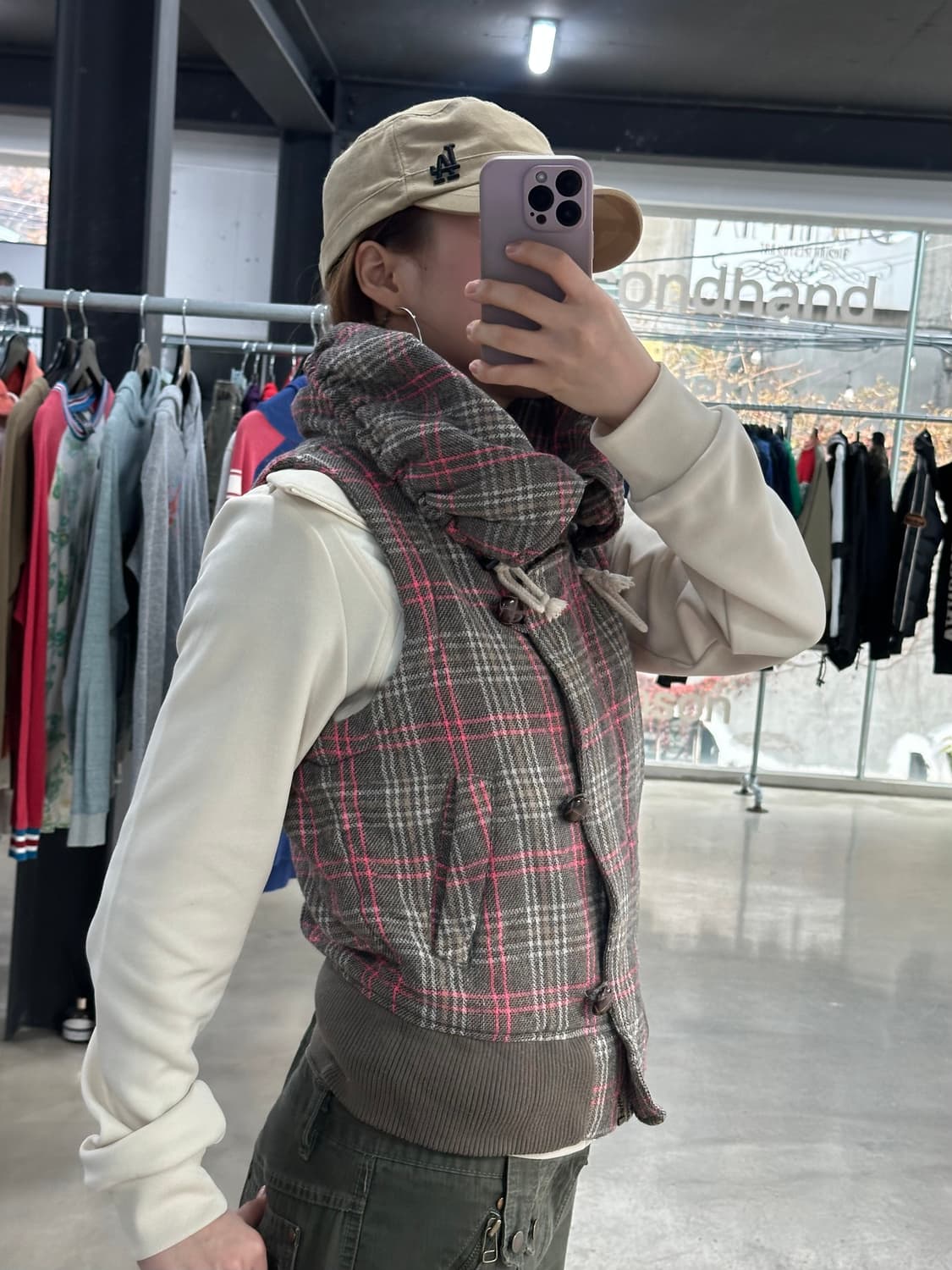 재팬빈티지 볼드넥 체크 봄버 베스트 상품이미지1