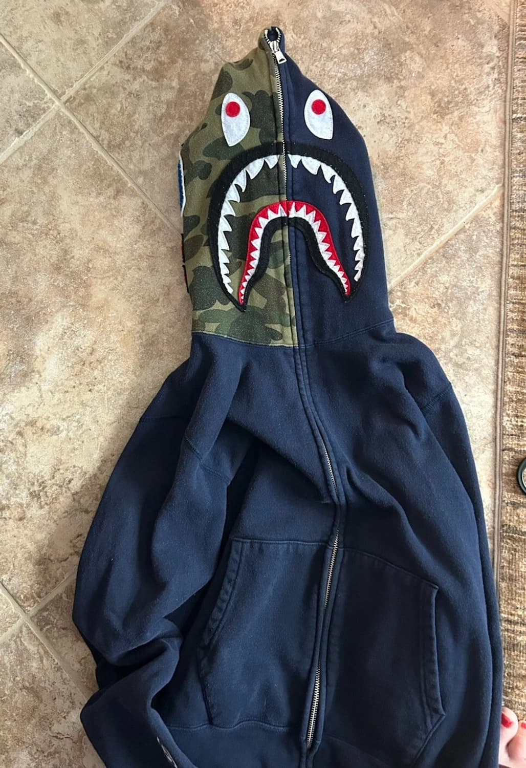 베이프 하프 카모 샤크 후드집업 네이비 그린 상품이미지1