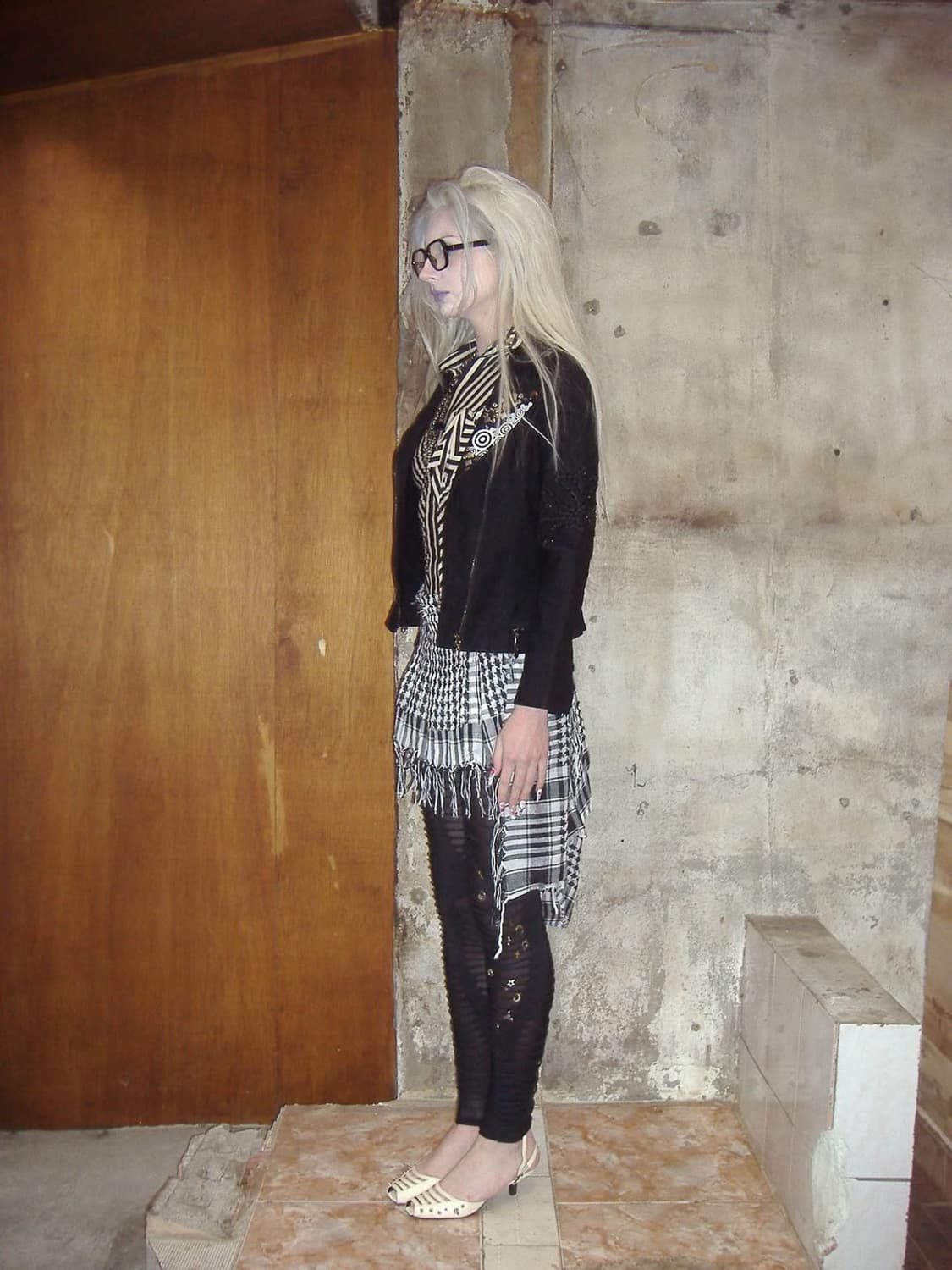 Studded check pleated layered sk 상품이미지4